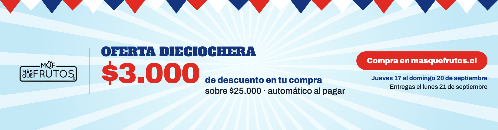 Oferta Dieciochera: $3.000 de descuento en compras sobre $25.000